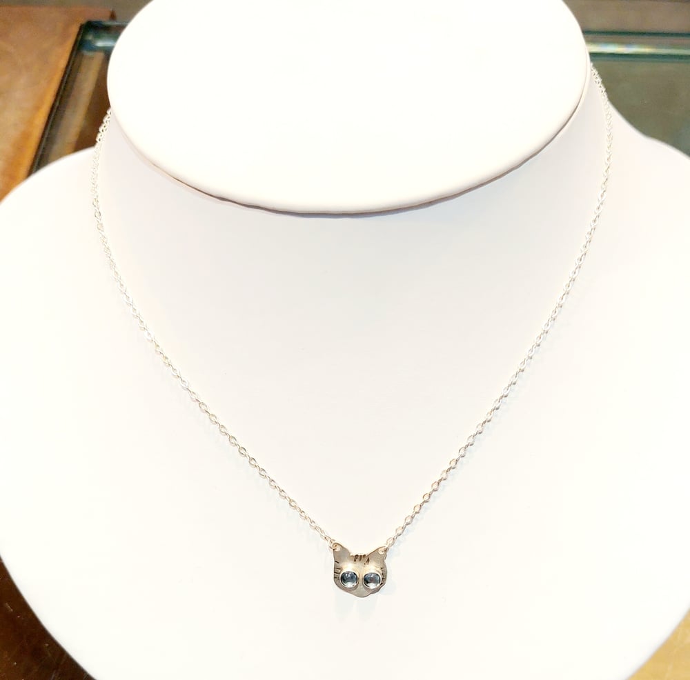 Image of Sterling Gemstone Kitty Necklace