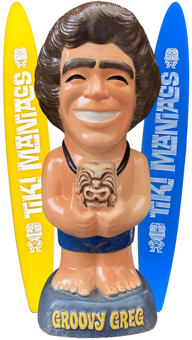 Image of GROOVY GREG TIKI MUG (w/ 1 Surfboard Swizzle Stick)