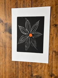 Image 2 of Flower linocut print with chine collé 