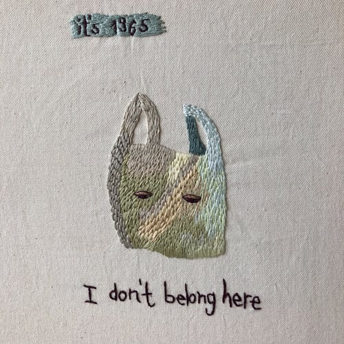 Image of I don’t belong here - One of a kind intuitive hand embroidery, hand embroidered art 20 x 20 cm
