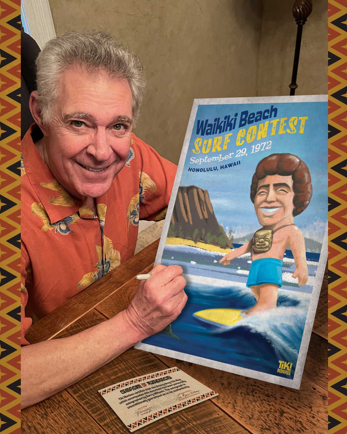 Image of WAIKIKI BEACH SURF CONTEST LIMITED EDITION ART PRINT SIGNED BY Barry Williams - 14x22