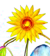 Image 3 of  Great Blue Heron floral, original fine art watercolor painting