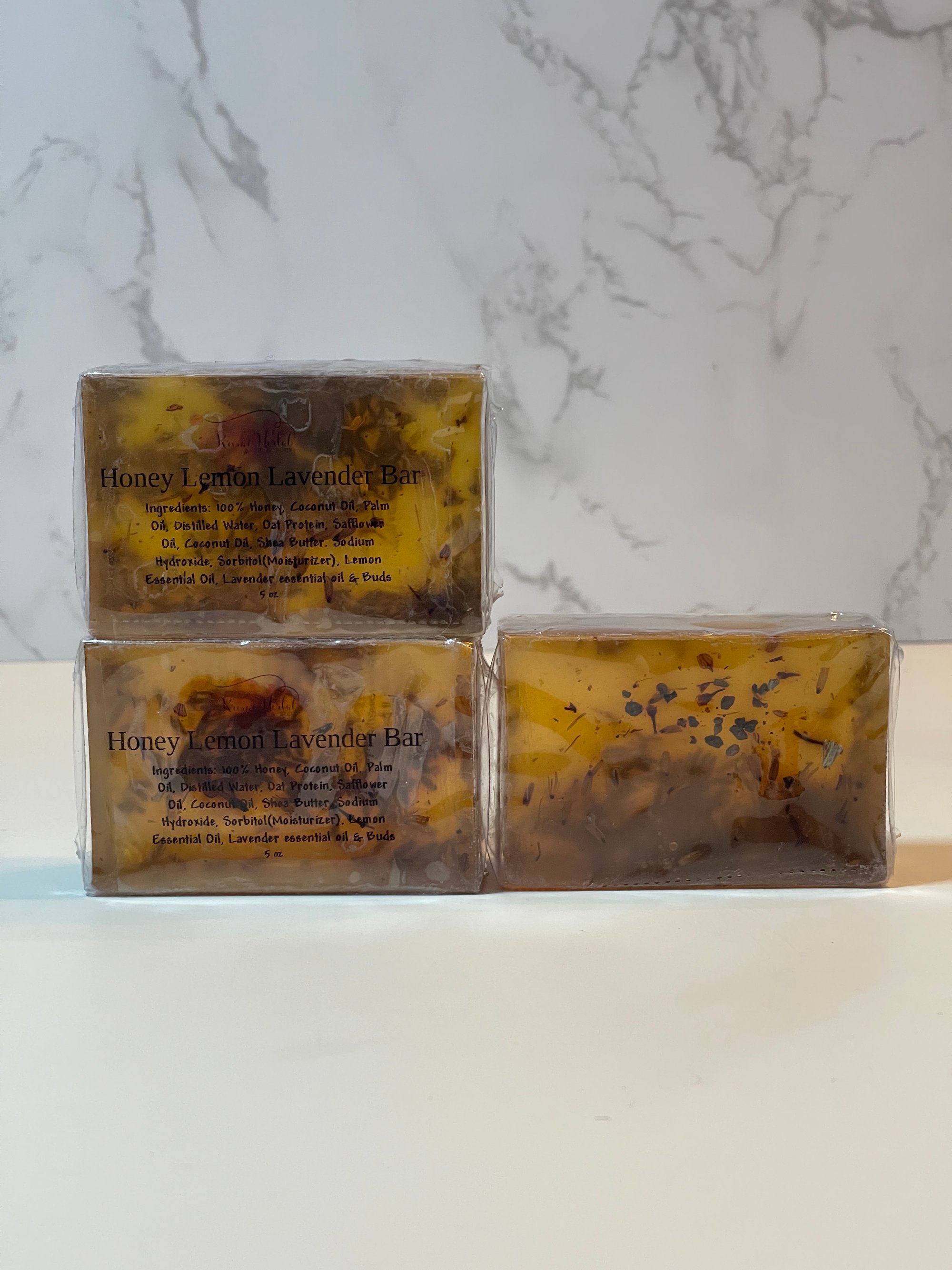 Image of 100% Pure Honey Lemon Lavender Soap W/Real Lavender Flowers
