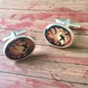 Vampire's Sunset Silver Hand Painted Resin Cufflinks