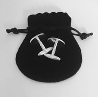 Image 4 of Midnight Moon Silver Hand Painted Cufflinks