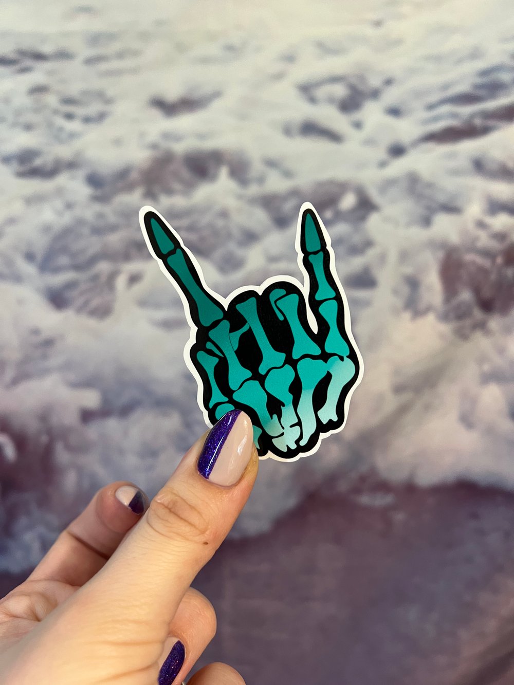 Image of Rock On Skeleton Hand Sticker