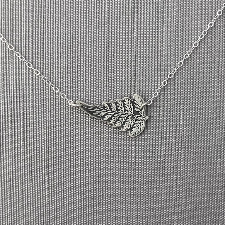 Sterling Silver Sideways Fern Frond Necklace