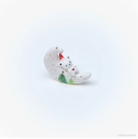 Image 4 of moon christmas bear figurine with hole for tiny flower 