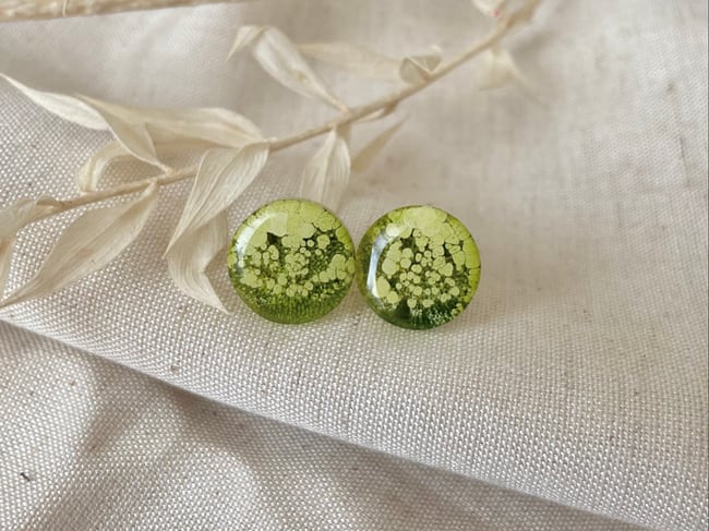 Lunar Stud Earrings - Grass Green