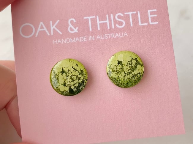 Lunar Stud Earrings - Grass Green