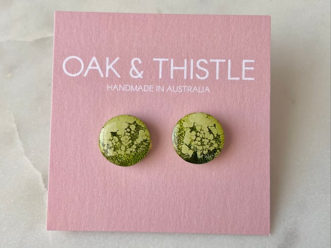 Lunar Stud Earrings - Grass Green