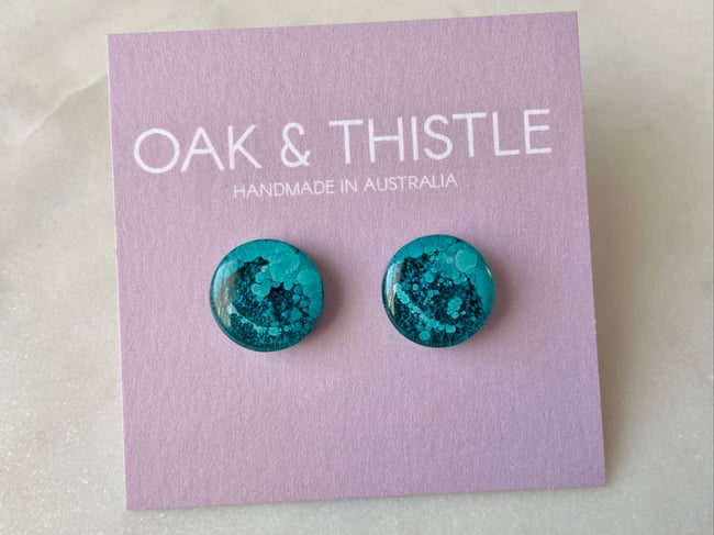 Lunar Stud Earrings - Deep Teal