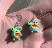 Image 2 of Pride frog earrings