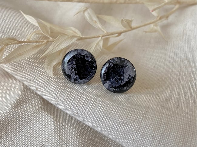 Lunar Stud Earrings - Deep Black