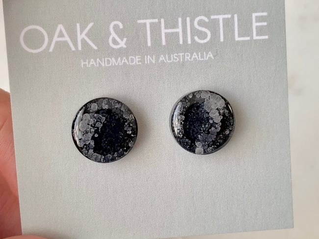 Lunar Stud Earrings - Deep Black