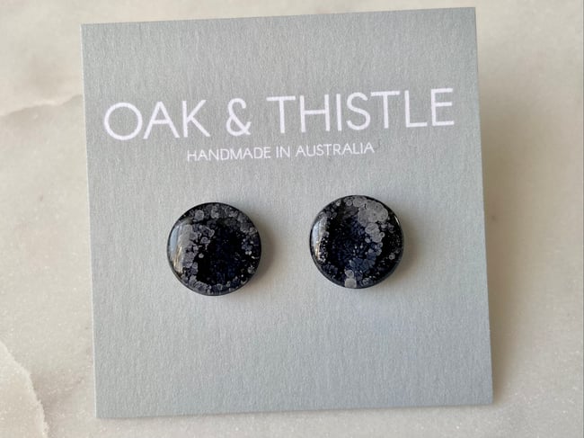 Lunar Stud Earrings - Deep Black