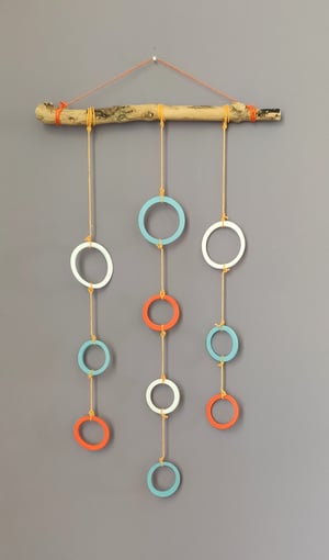 Image of Orange/Sky Blue/ White Shellseeker Wallhanging