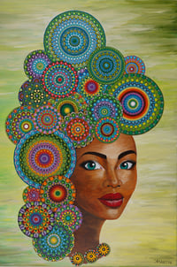 "KETANJI ONYIKA", original artwork acrylic painting dotart canvas by Mandalaole Alberto Martin