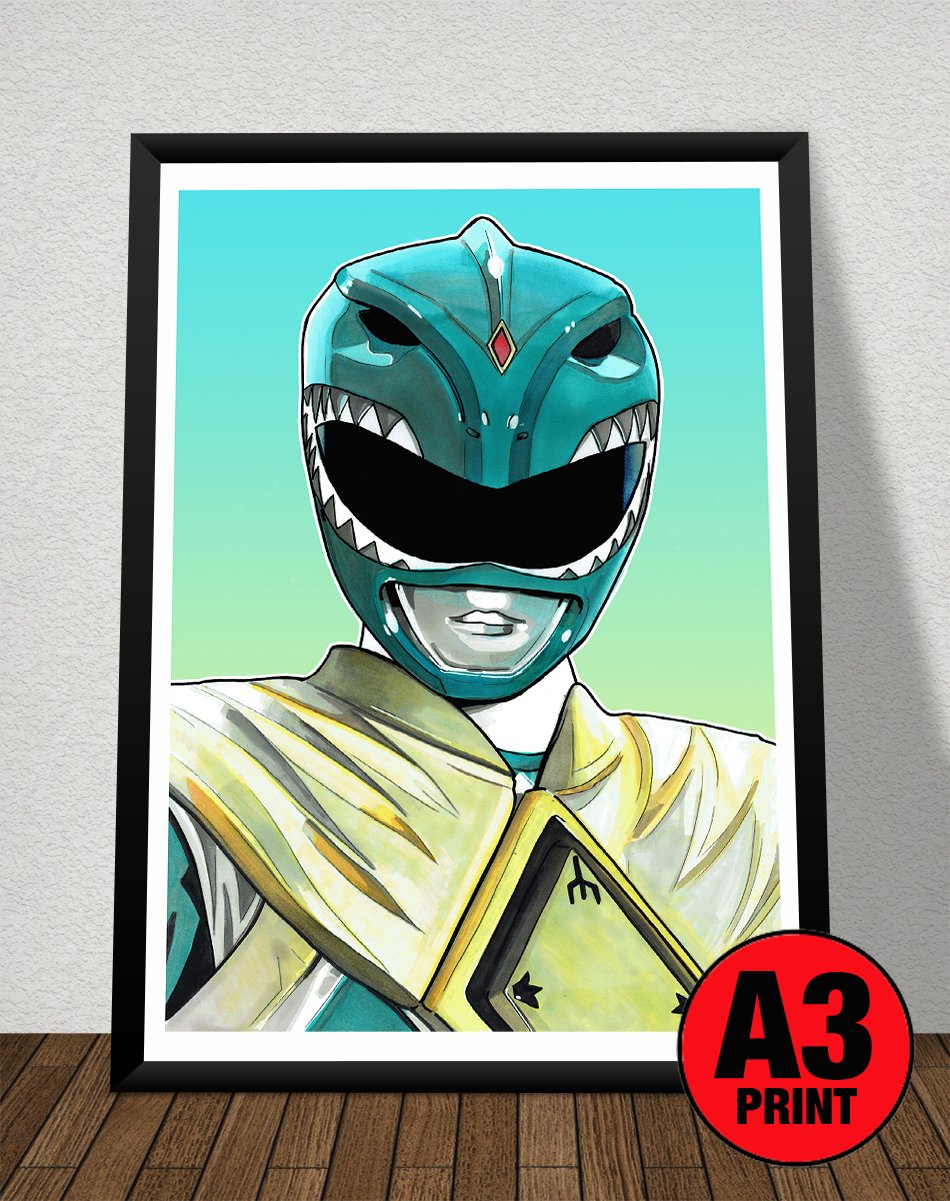 Power Rangers 'Green Ranger' A3 Print Portrait Illustration Signed