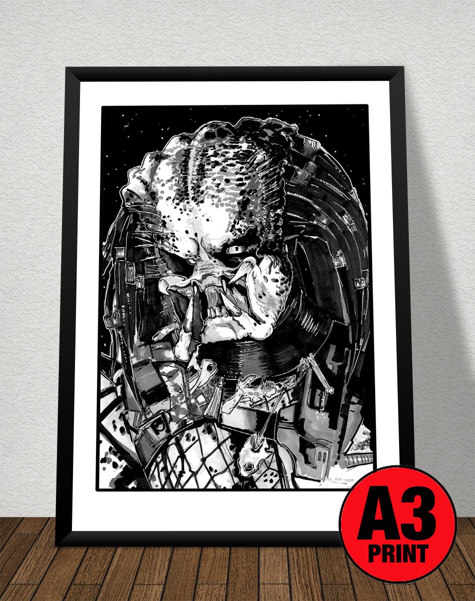 The Predator 'Ugly Motherf****r' A3 Print Portrait Illustration Signed