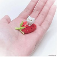 Image 1 of Strawberry bear ceramic figurine 