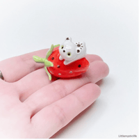 Image 3 of Strawberry bear ceramic figurine 