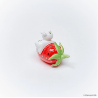 Image 5 of Strawberry bear ceramic figurine 