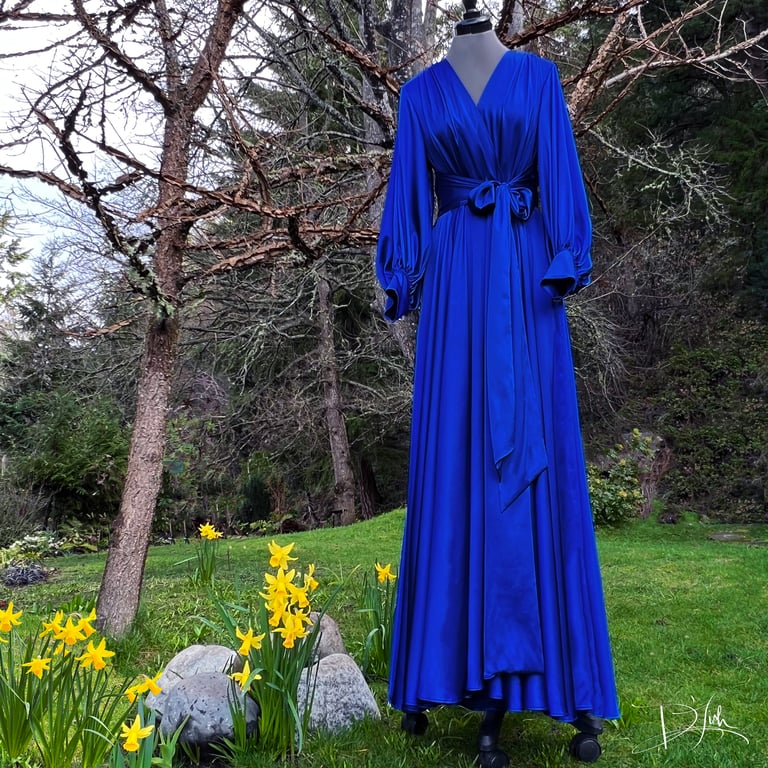True Blue "Beverly" Dressing Gown w/ Crystal Button Cuffs PRE-ORDER FOR JULY Image 3