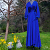 True Blue "Beverly" Dressing Gown w/ Crystal Button Cuffs