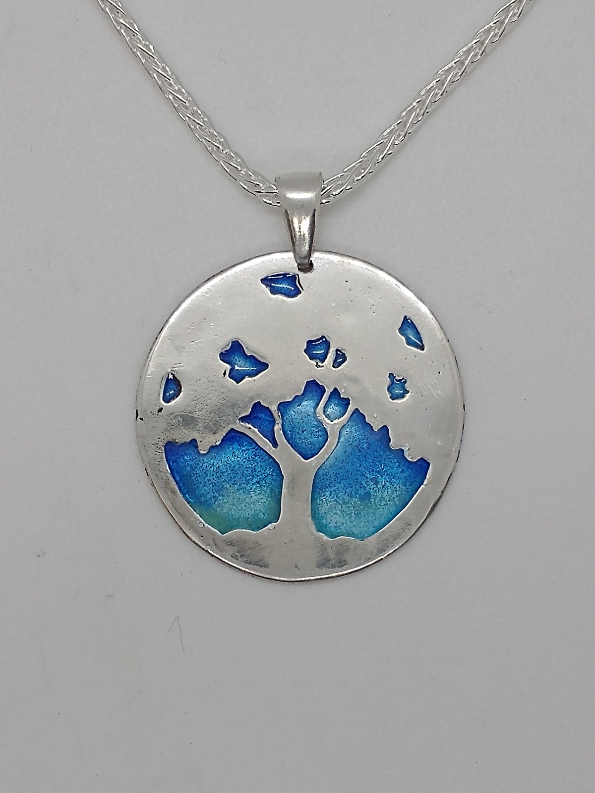 Image of Tree medallion with blue enamel