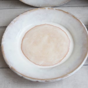 Image of Reserved for Traci - Handcrafted Rustic White Dinner Plates Pottery Dinnerware Set of Four