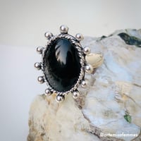 Image 1 of Poseidon Silver Obsidian Ring