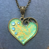 Turquoise Abstract Lazy Heart Crystal Pendant *ON SALE WAS £18 NOW £13*