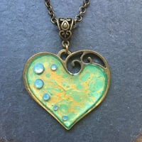 Image 1 of Turquoise Abstract Lazy Heart Crystal Pendant *ON SALE WAS £18 NOW £13*