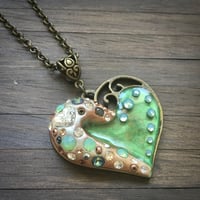 Image 2 of Resin and Clay Crystal Lazy Heart Pendant  *ON SALE - WAS £30 NOW £20*