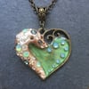 Resin and Clay Crystal Lazy Heart Pendant