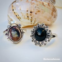 Image 1 of Black Anemone Onyx and Marcasite Ring 