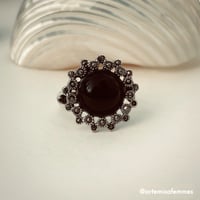 Image 3 of Black Anemone Onyx and Marcasite Ring 