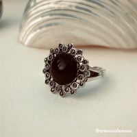 Image 2 of Black Anemone Onyx and Marcasite Ring 