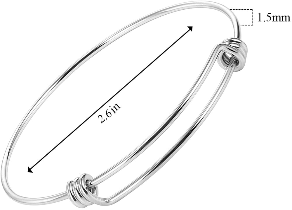 Alice in Wonderland Charms Stainless Steel Adjustable Bangle Bracelet