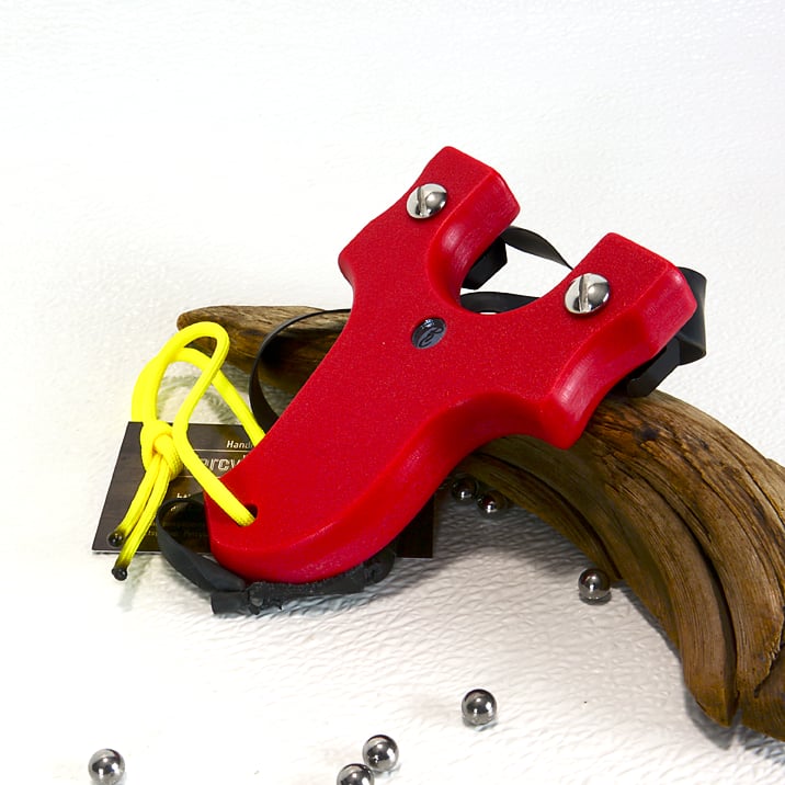 Image of Slingshots, Catapults, Red Sling Shot Textured HDPE, Hunter gift, Right Handed Shooter, Unique Gift