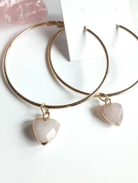 Image 2 of Rose quartz goddess hoops