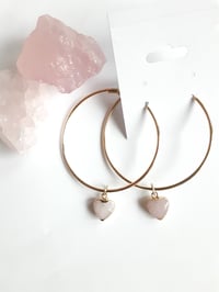 Image 3 of Rose quartz goddess hoops