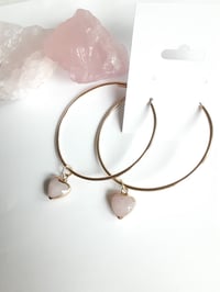 Image 1 of Rose quartz goddess hoops