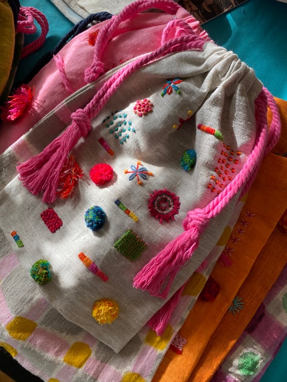Image of Creative embroidery, make a little treasure bag with Cath Saturday April 9th 1-4pm