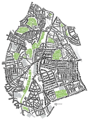 Image of Catford SE6 & Hither Green SE13  - London Type Map - White