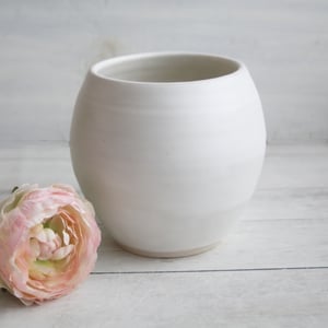Image of Modern Minimalist Matte White Vase, Handcrafted Pottery Flower Vase Made in USA