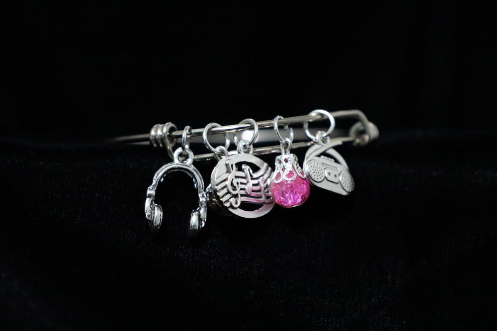 Music Lovers Charms Stainless Steel Adjustable Bangle Bracelet #2