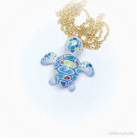 Image 4 of Blue shell turtle necklace