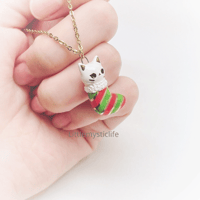 Image 1 of Christmas cat sock necklace